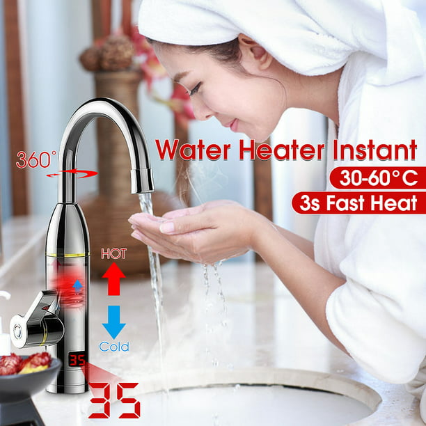 Electric Hot Water Heater Kitchen Bathroom Faucet Instant Heating Chrome Tap B